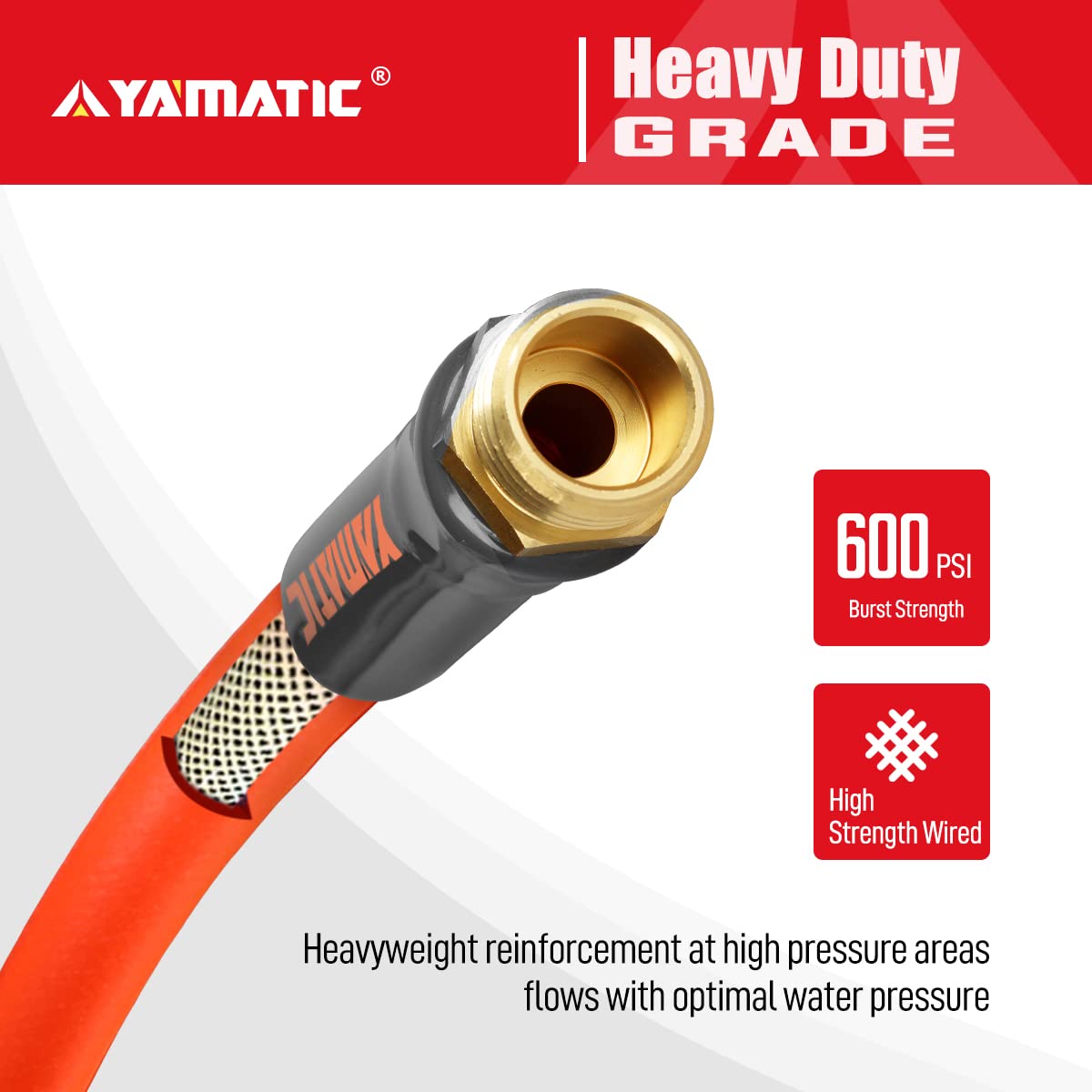 YAMATIC Heavy Duty Short Garden Hose 5/8 in x 10 ft, Super Flexible Leader hose,All-weather, Lightweight, GHSE 5P10AH-WFS