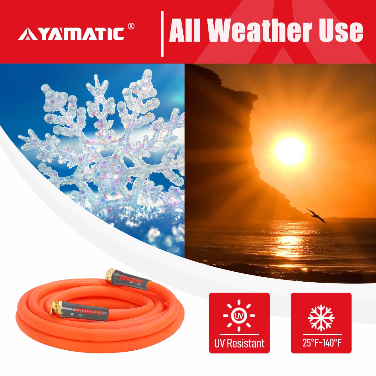 YAMATIC Heavy Duty Short Garden Hose 5/8 in x 10 ft, Super Flexible Leader hose,All-weather, Lightweight, GHSE 5P10AH-WFS