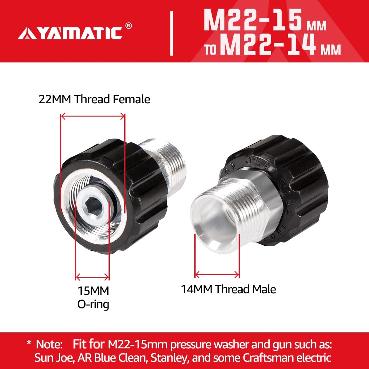 M22-14mm Male to M22-15mm Female 4500 PSI