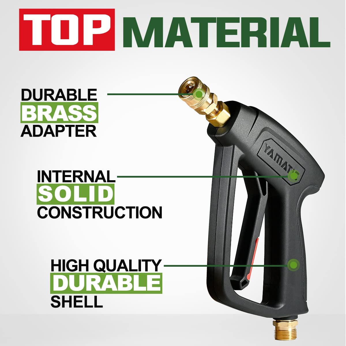 YAMATIC Pressure Washer Short Gun, Power Washer Spray Handle with M22-14mm & M22-15mm Adapter, Replacement for Sun Joe, Ryobi, Simpson, Craftsman and