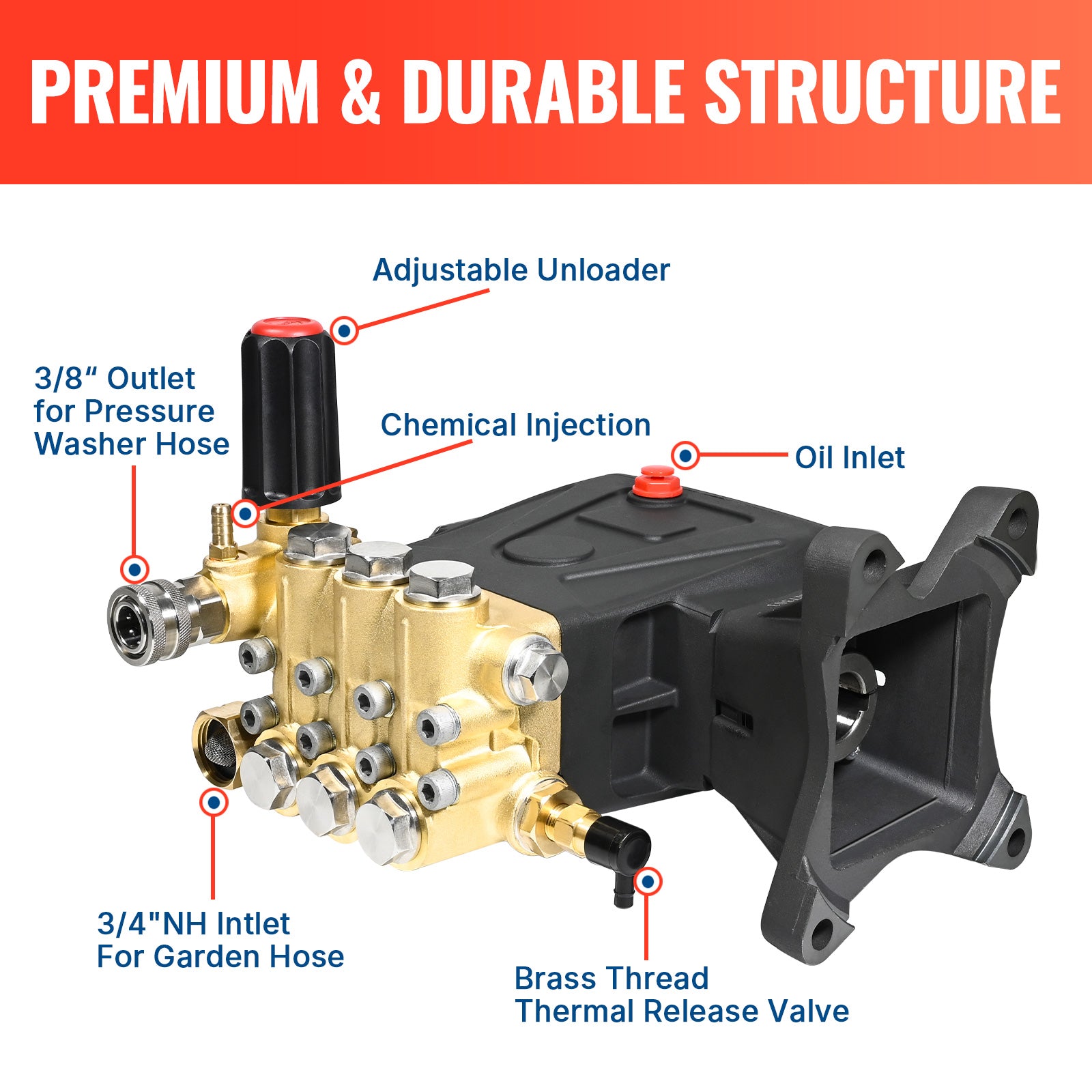 Triplex 1" Shaft Pump 4400 PSI 4.4 GPM