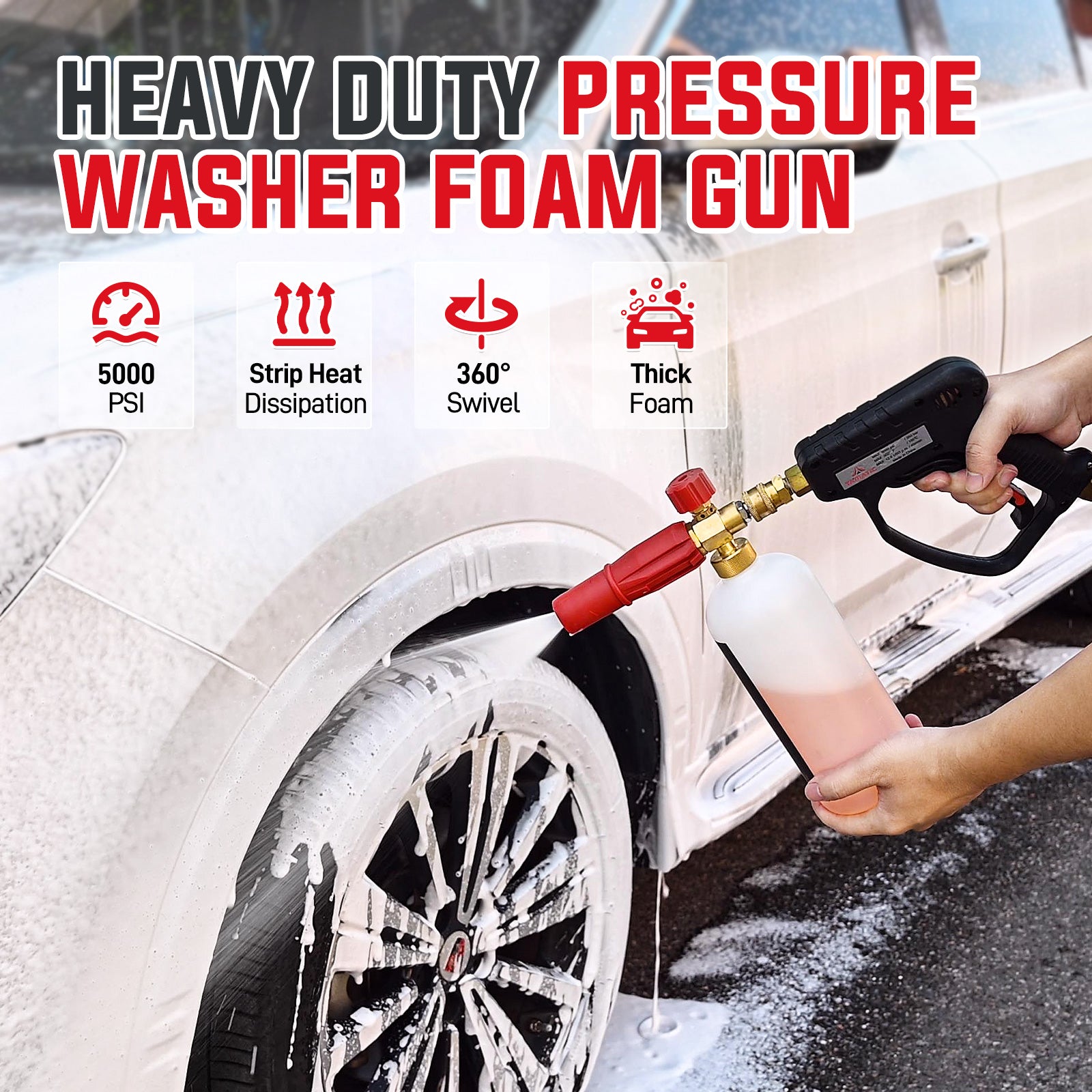 Short Pressure Washer Gun with Foam Cannon 5000 PSI