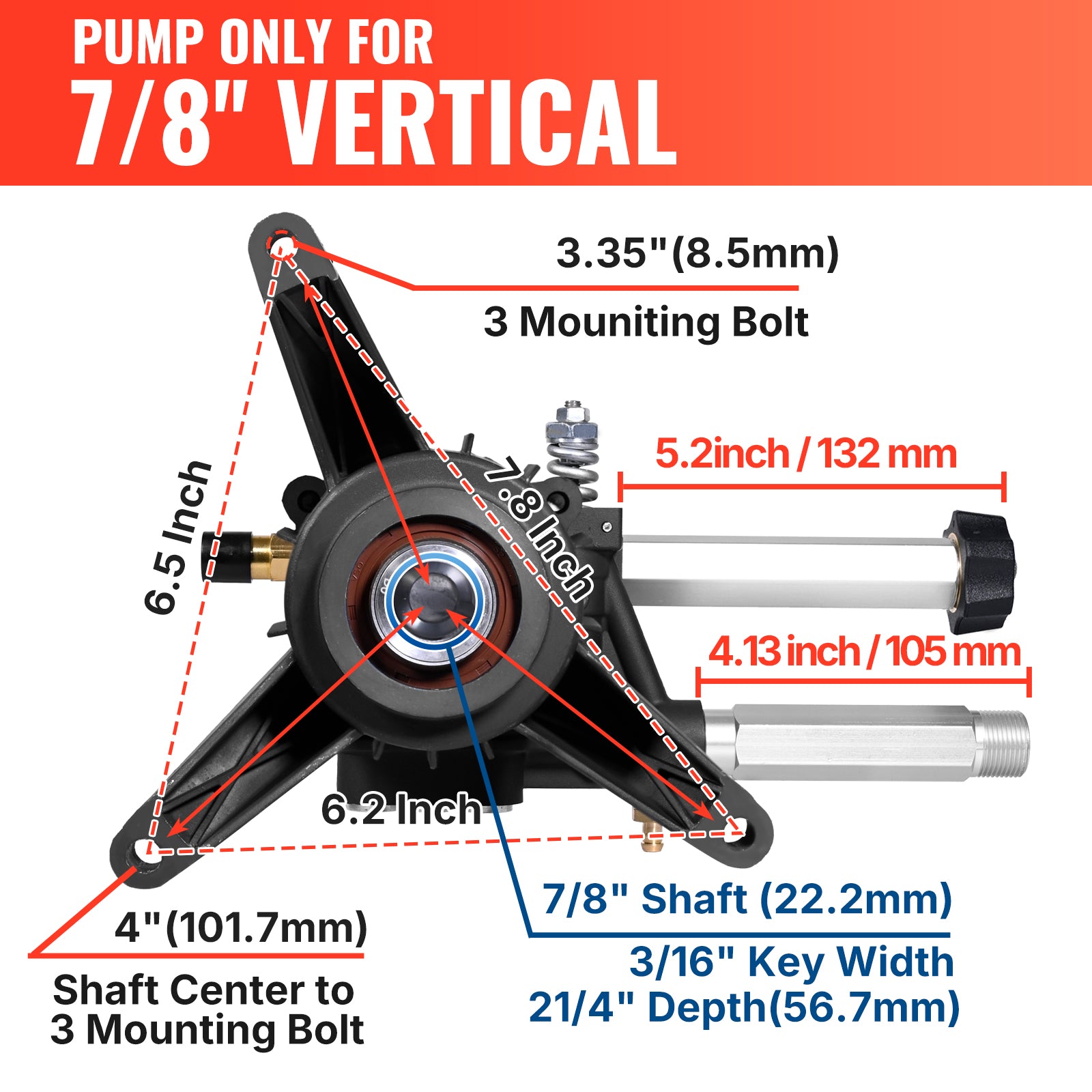 Anodic Oxidation Front 7/8" Shaft Vertical Pump 2600-3100 PSI 2.5 GPM