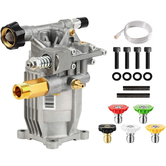 3/4" Shaft Horizontal Pressure Washer Pump 3400 PSI @ 2.5 GPM With 5 Spray Nozzle Tips