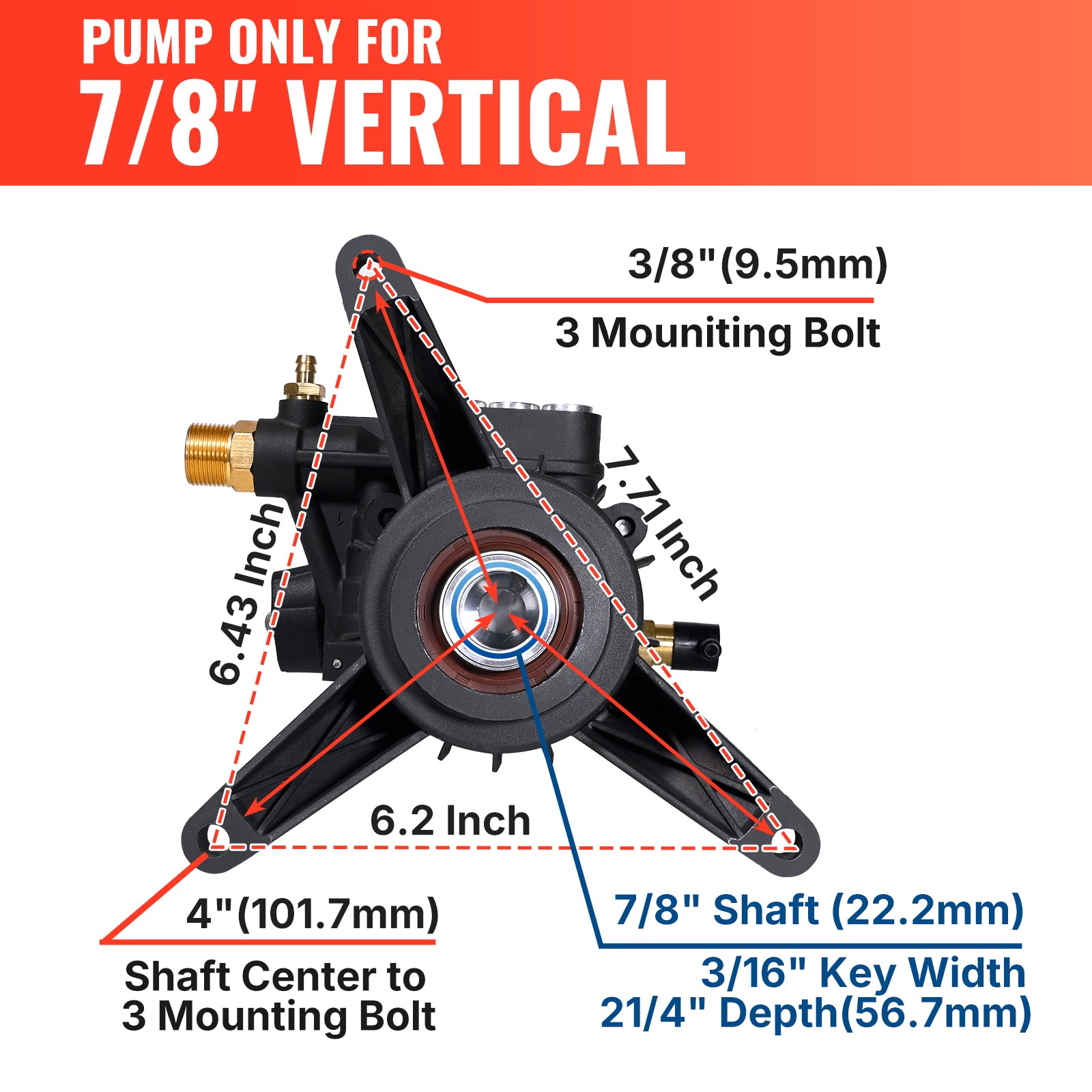 Anodic Oxidation 7/8" Shaft Vertical Pump 3450 PSI 2.5 GPM