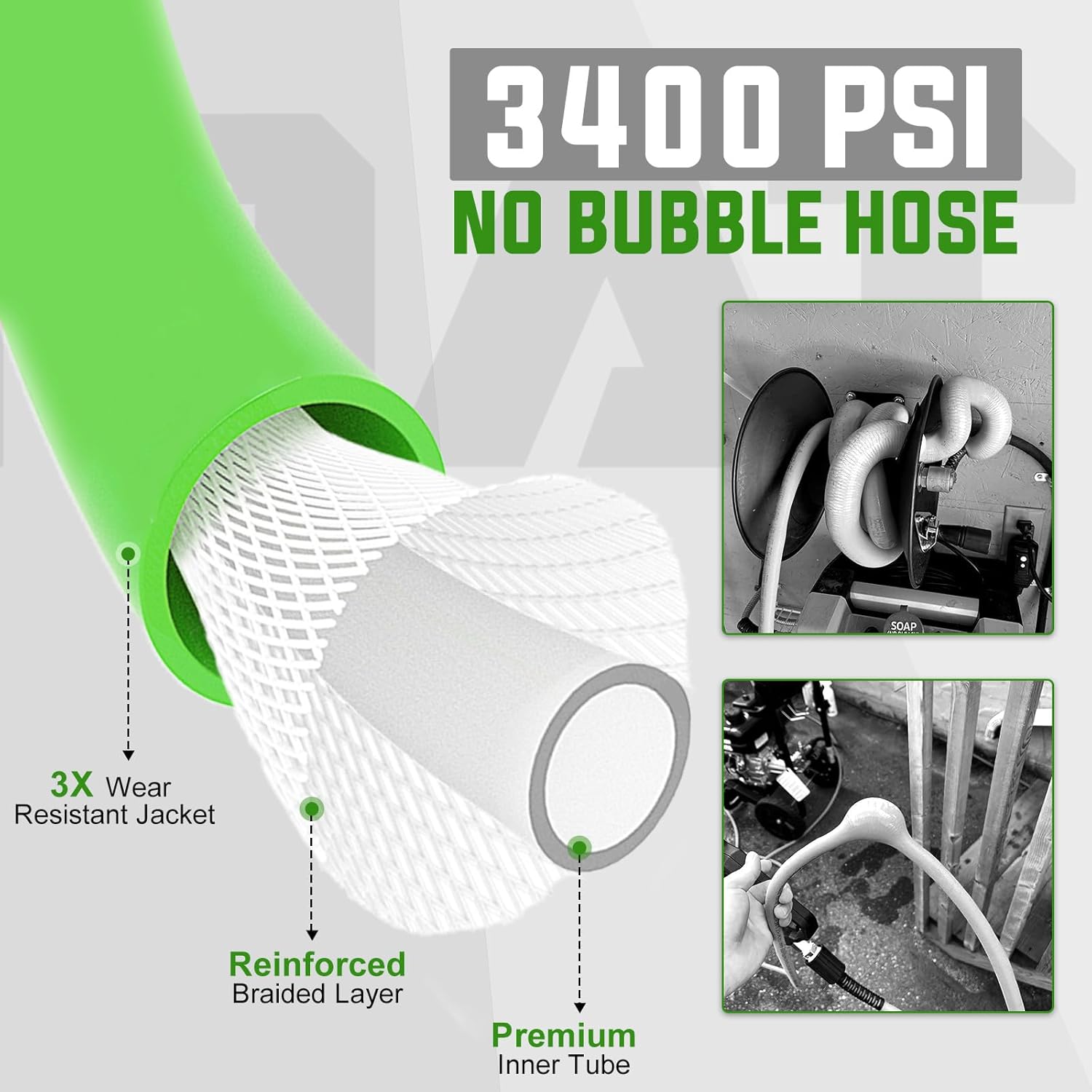 Flexible Pressure Washer Hose 3400 PSI