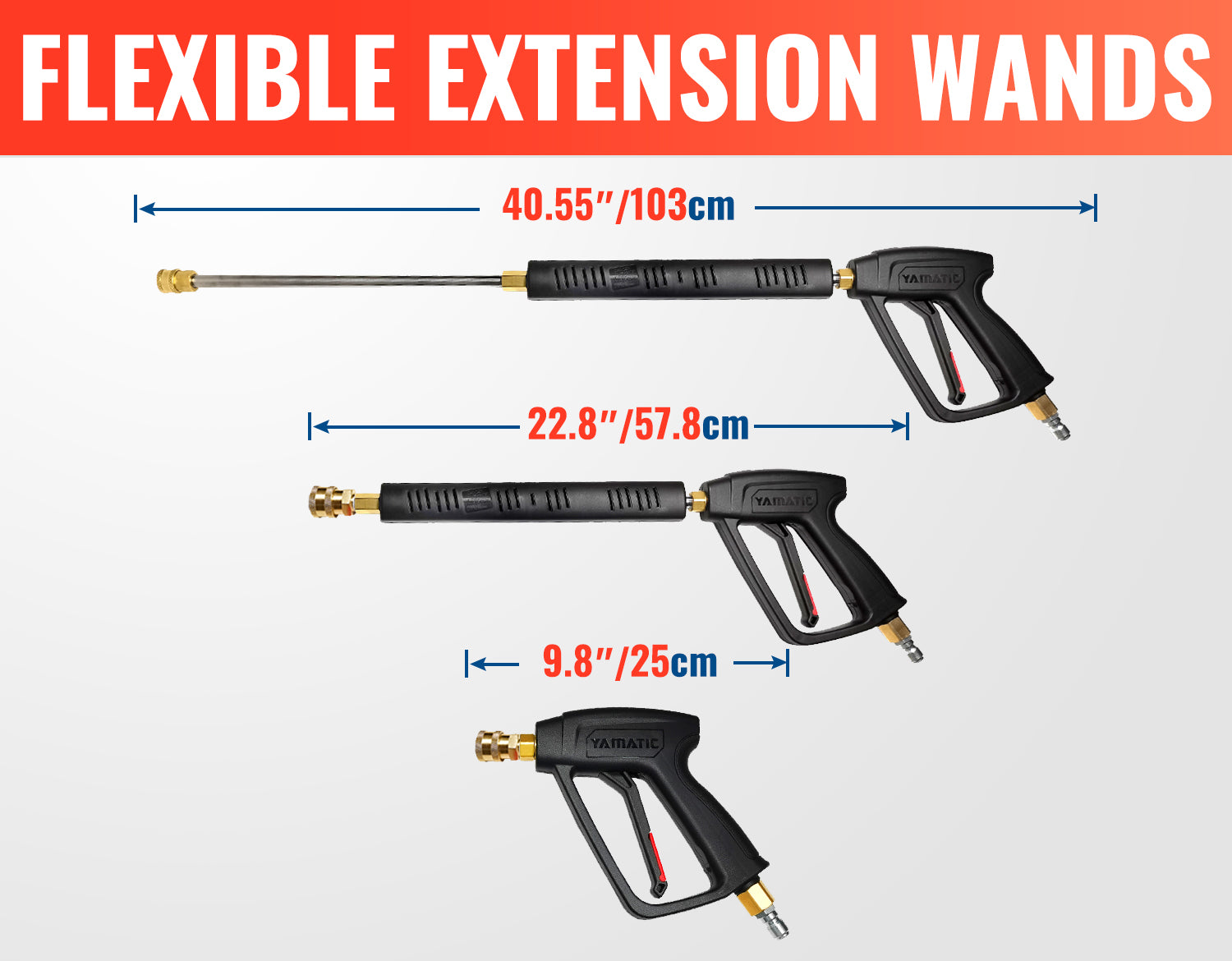 Pressure Washer Gun with Wand 3/8" Swivel Inlet 4000 PSI