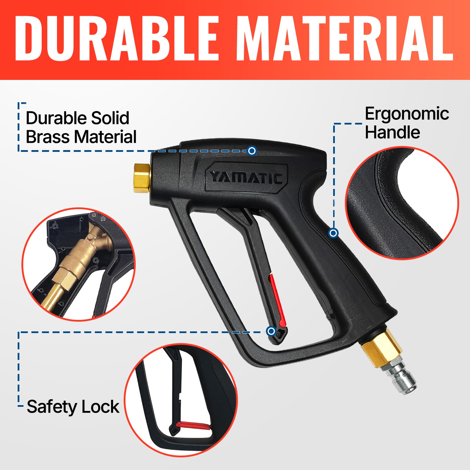 Short Pressure Washer Gun 3/8" Swivel Inlet 4000 PSI