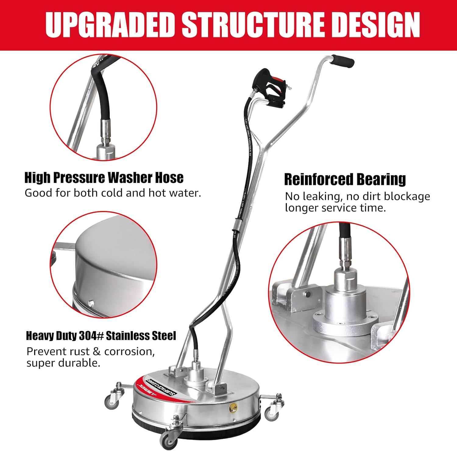 21" Surface Cleaner Stainless Steel House 4500 PSI 5.0 GPM