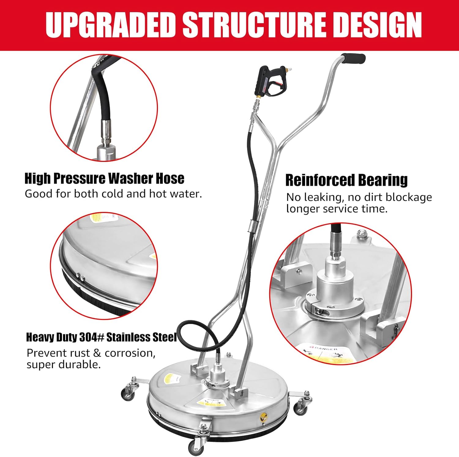 24" Surface Cleaner Stainless Steel House 4500 PSI 5.0 GPM