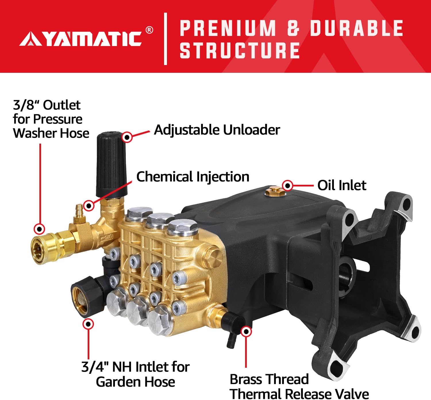 Triplex 1" Shaft Pump 4400 PSI 4.4 GPM