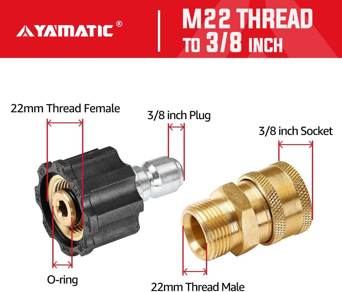 M22 to 3/8" Quick Connector 5000 PSI