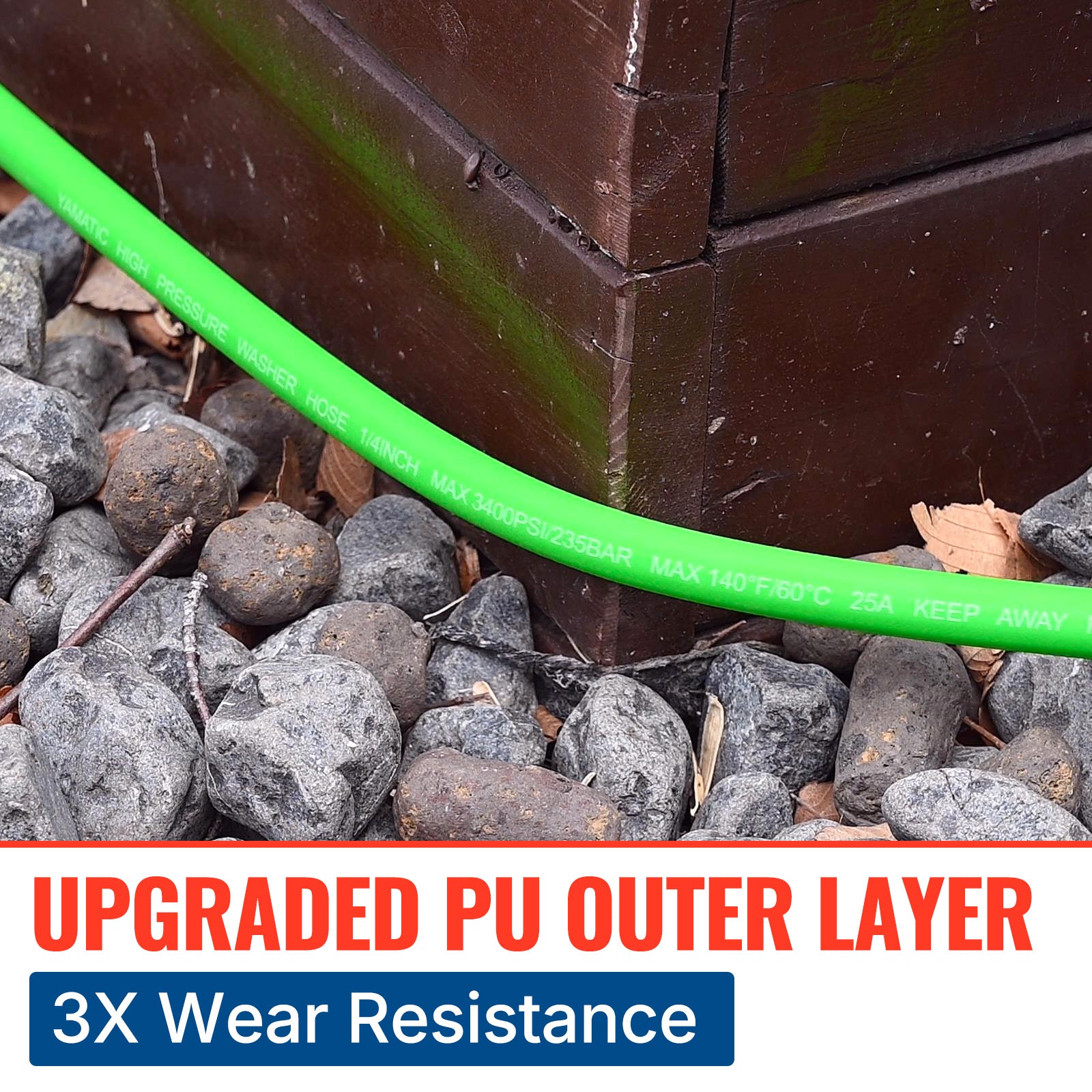 Flexible Pressure Washer Hose With Heat-resistant Sleeve 3400 PSI