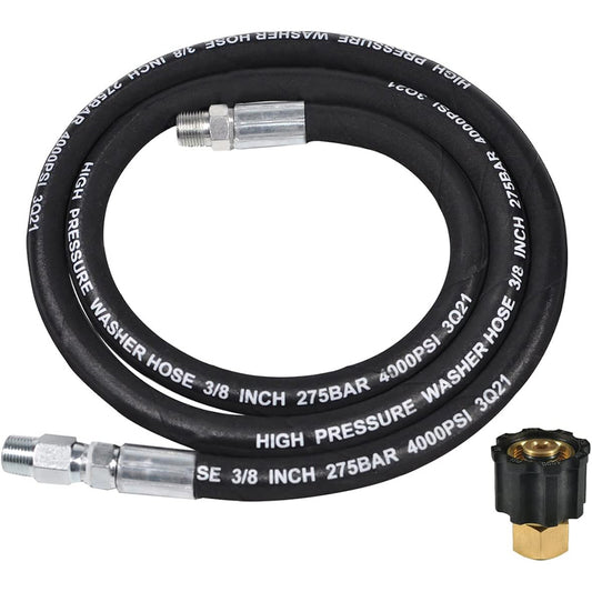 3/8" Pressure Washer Whip Hose with 3/8'' FNPT x M22-14mm Female Adapter for Hose Reel and Power Washer 4000 PSI