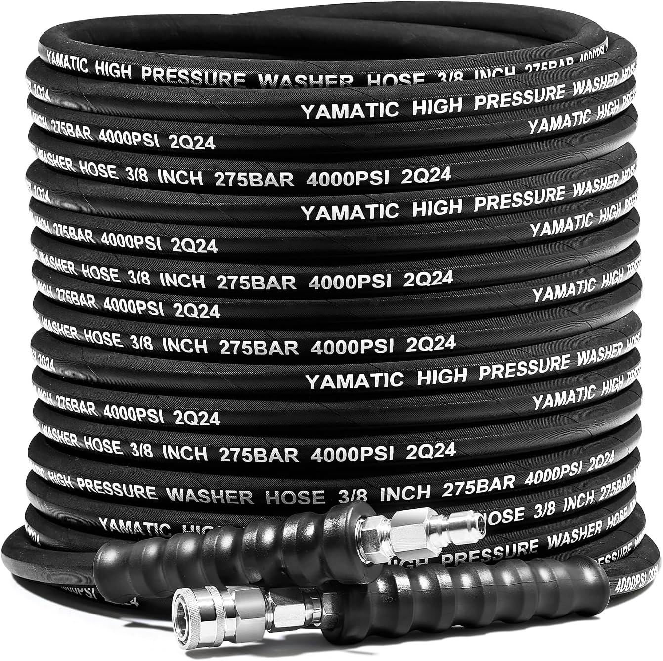 3/8" Rubber Pressure Washer Hose with Stainless Steel Connect 4000 PSI