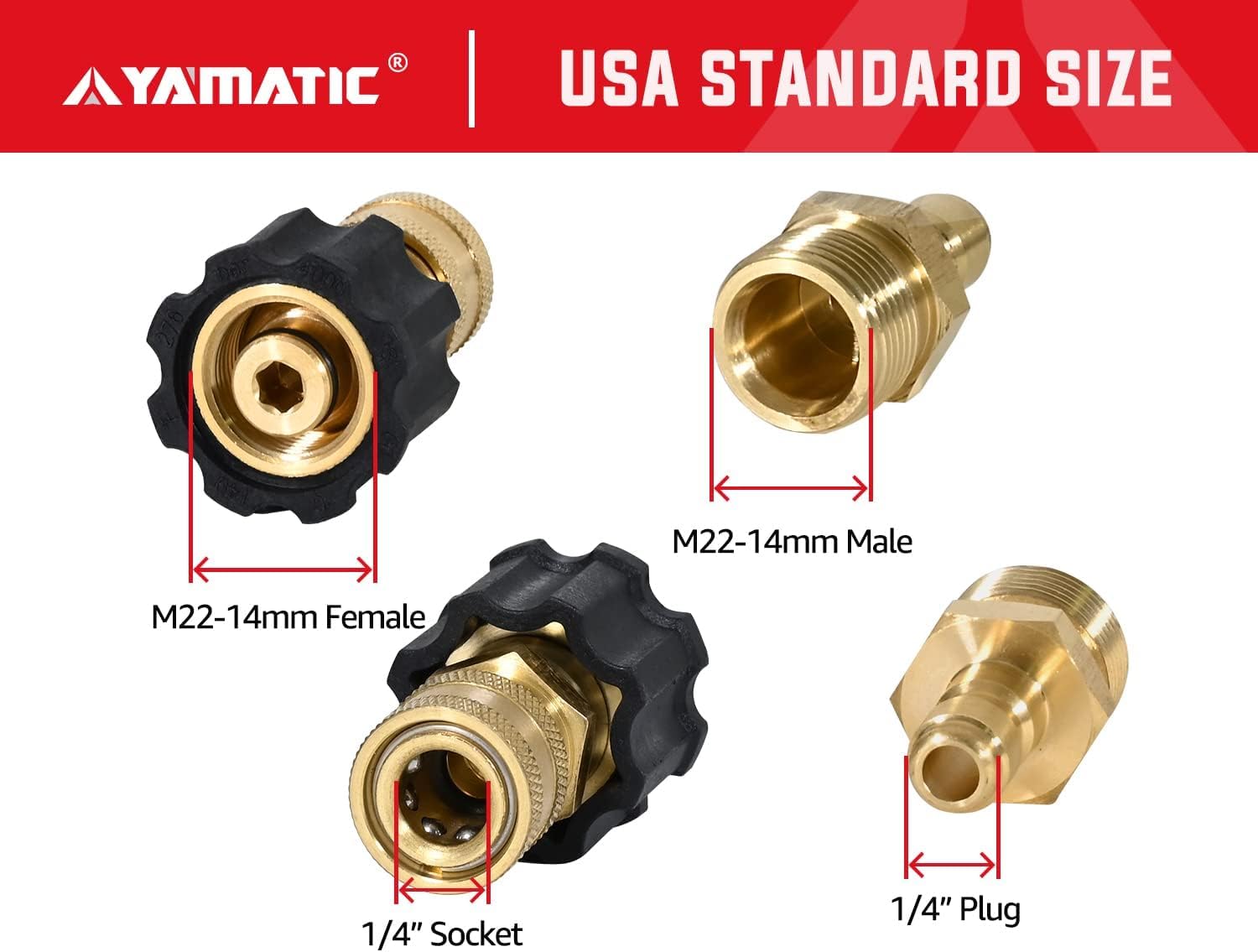 M22-14mm to 1/4" Quick Connector 5000 PSI