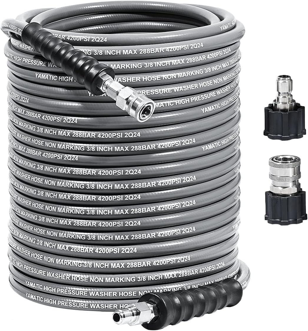 3/8" Non Marking Rubber Pressure Washer Hose Stainless Steel Connect 4200 PSI