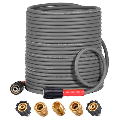 Super Flexible Pressure Washer Hose M22 & 3/8" Quick Connect 3200 PSI Grey