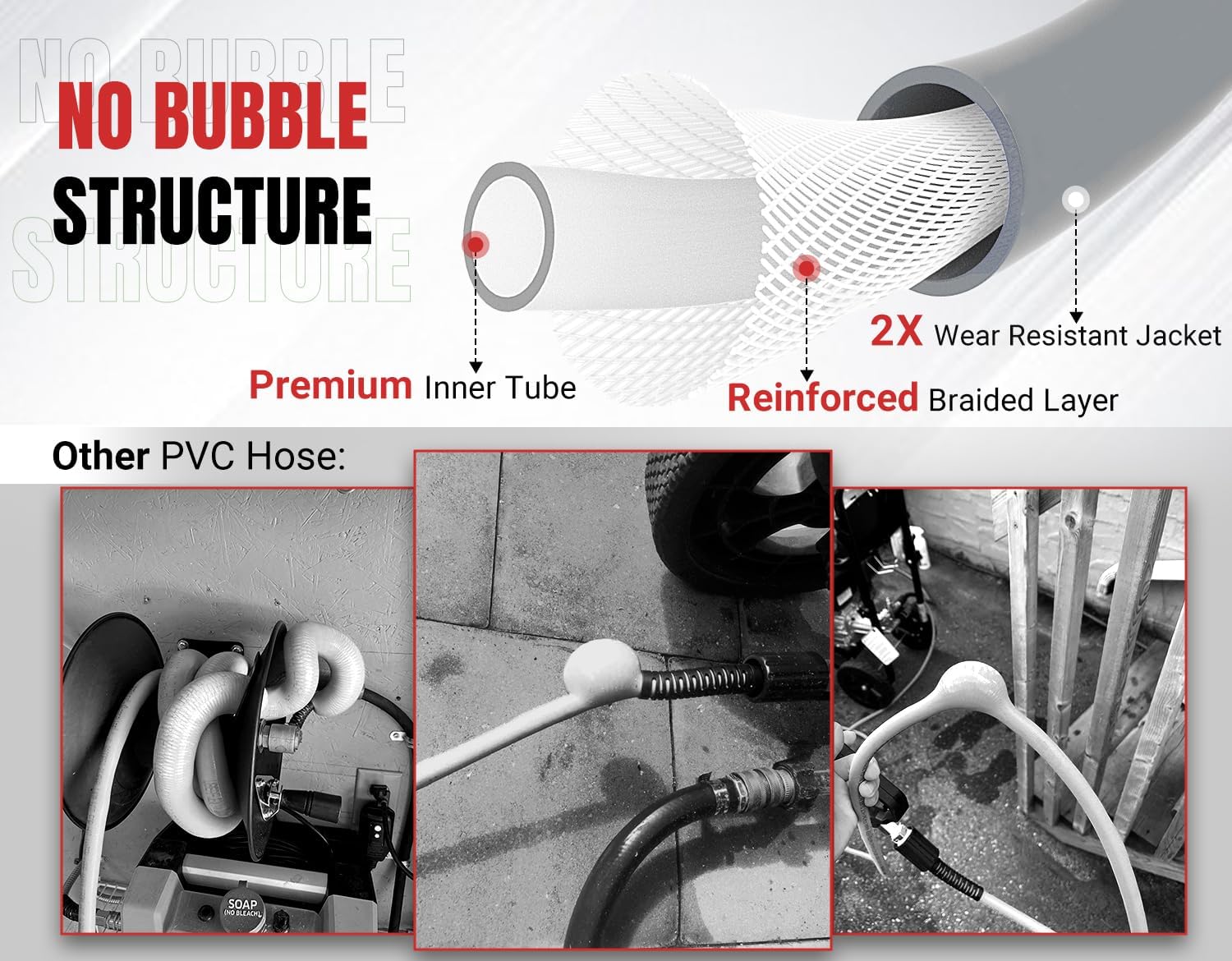 Super Flexible Pressure Washer Hose with Quick Connect 3200 PSI