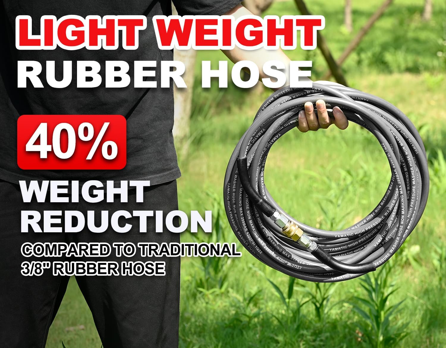 1/4" Non Marking Rubber Pressure Washer Hose 4200 PSI