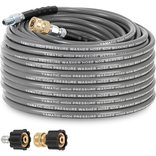 1/4" Non Marking Rubber Pressure Washer Hose Hot/Cold Water with Swivel Quick Connect 4200 PSI