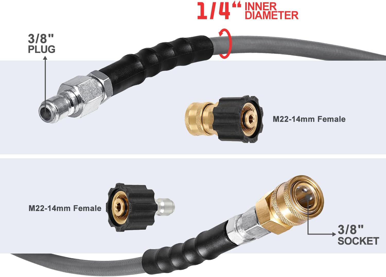 1/4" Non Marking Rubber Pressure Washer Hose 4200 PSI