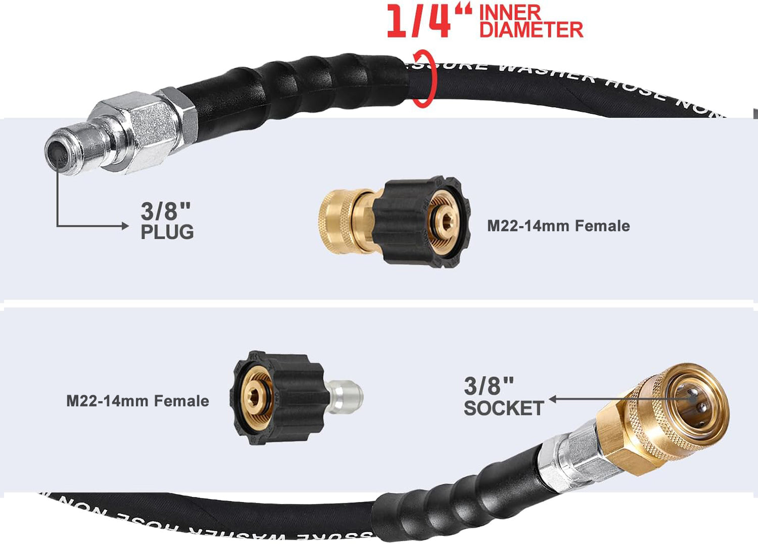 1/4" Rubber Pressure Washer Hose 4000 PSI