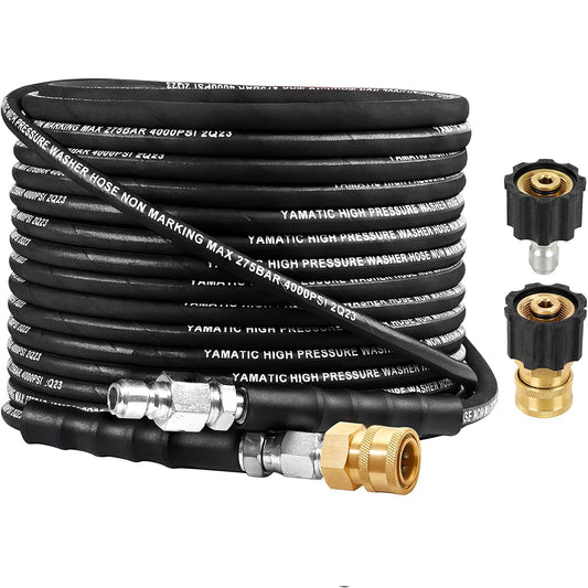 1/4" Rubber Pressure Washer Hose Hot/Cold Water with Swivel Quick Connect 4000 PSI