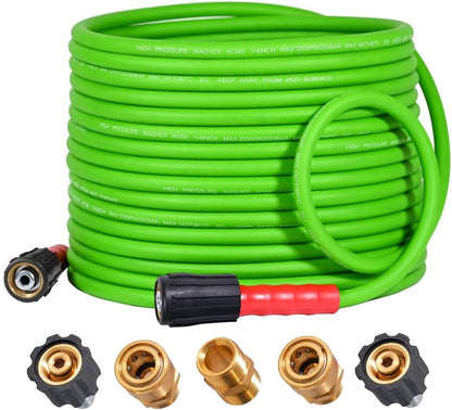 Super Flexible Pressure Washer Hose M22 & 3/8" Quick Connect 3200 PSI Green