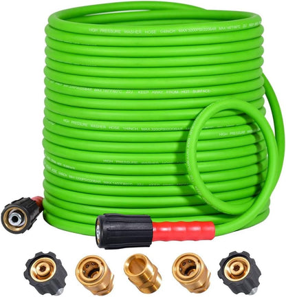 Super Flexible Pressure Washer Hose M22 & 3/8" Quick Connect 3200 PSI Green