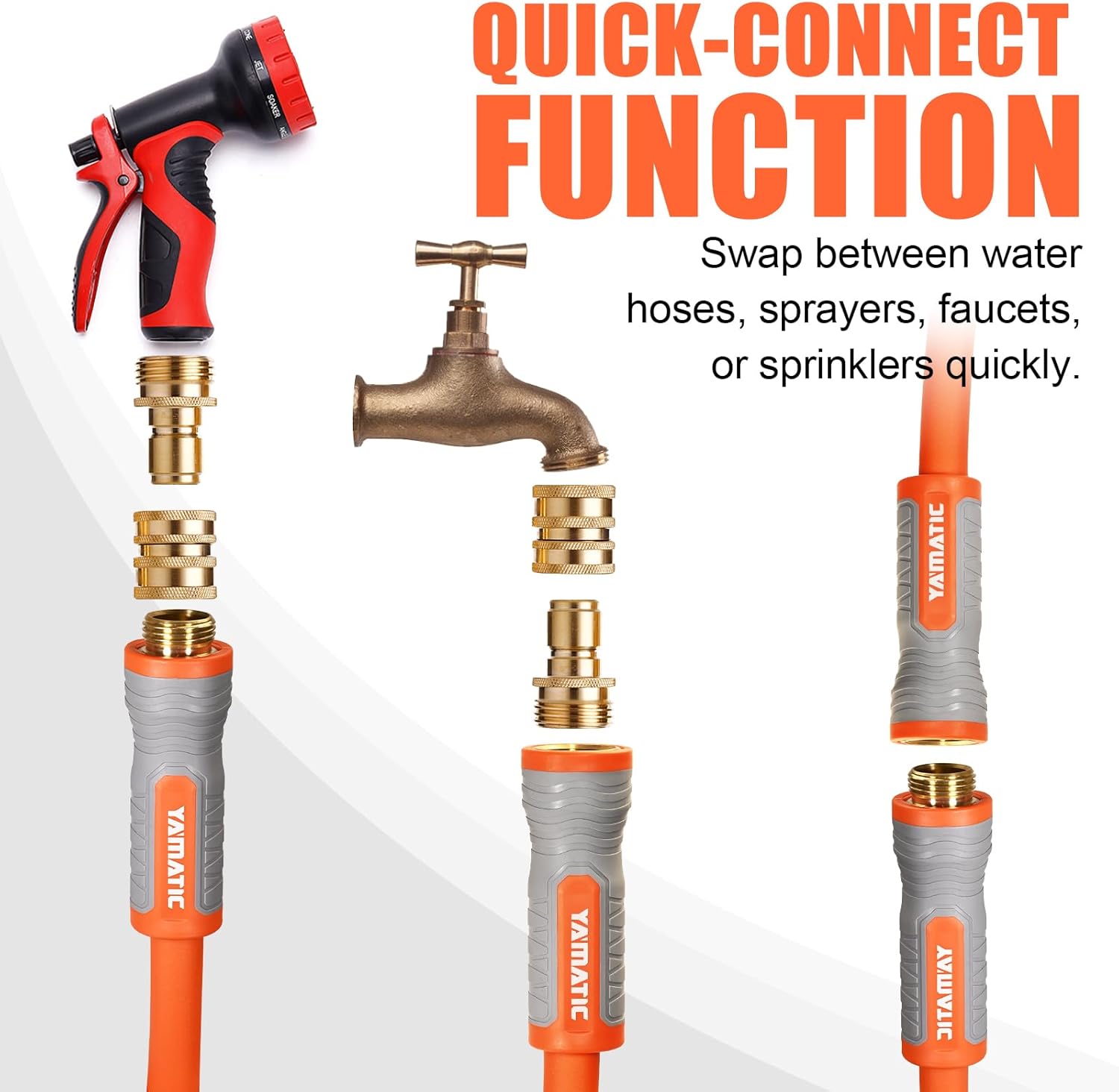 Easy-grip 5/8'' Garden Hose with Quick Connect