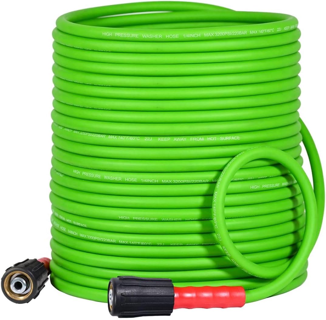 Super Flexible Pressure Washer Hose M22 Brass Fitting 3200 PSI Green