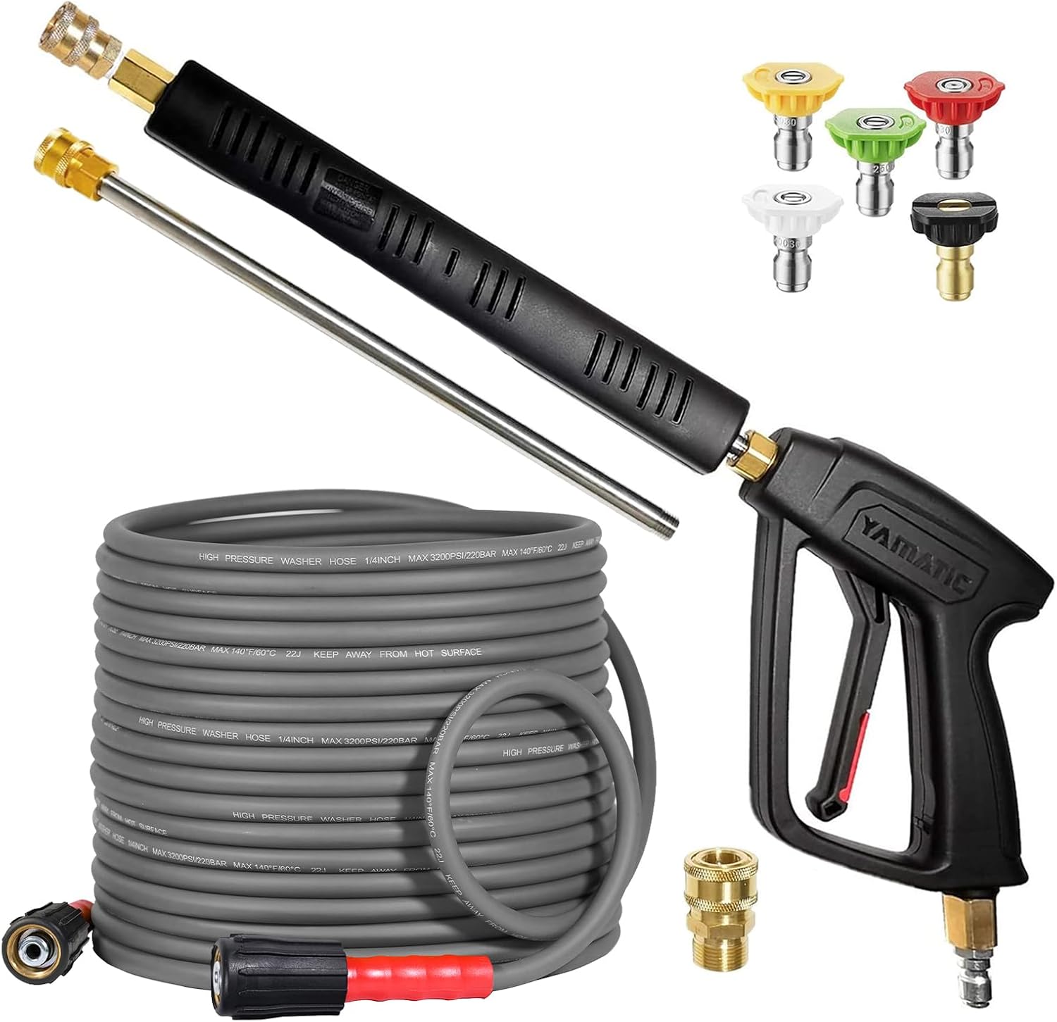 Pressure Washer Gun Kit 3/8" Swivel Inlet 4000 PSI (Grey)