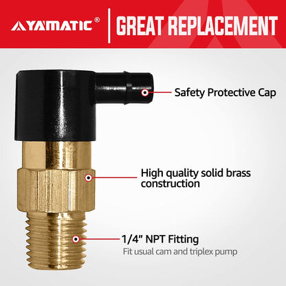 Thermal Release Valve for Pressure Washer Pumps Replacement Fit All Axial Cam Pumps, 1/4 Inch NPT, Solid Brass, 2-Pack