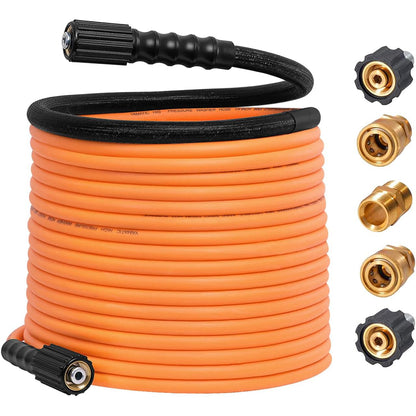 Upgraded Durable Pressure Washer Hose M22 & 3/8" Quick Connector 3700 PSI Orange