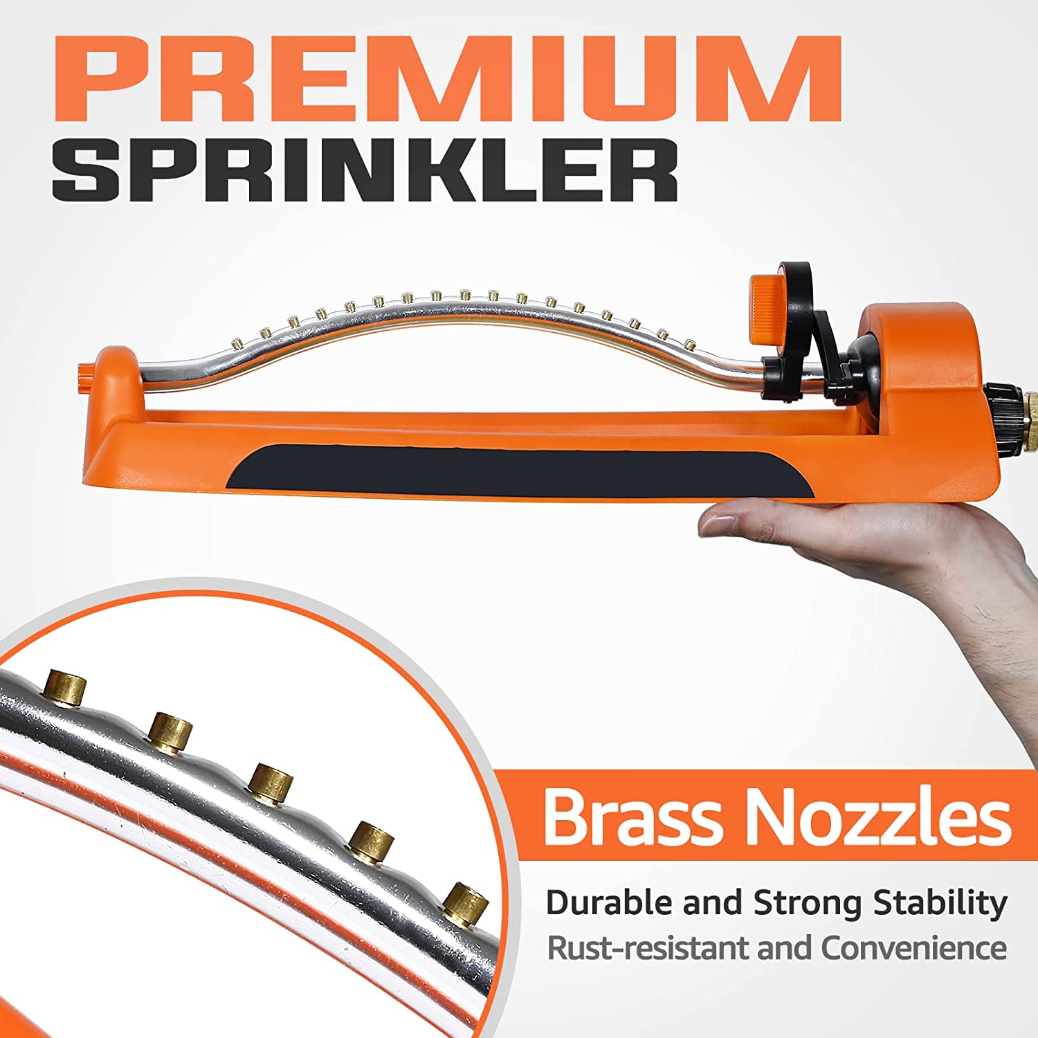 YAMATIC Oscillating Sprinkler, Lawn Water Sprinkler for Yard Hose Sprinklers with 17 Precision Nozzles, Covers Up to 3,600 Sq. Ft.