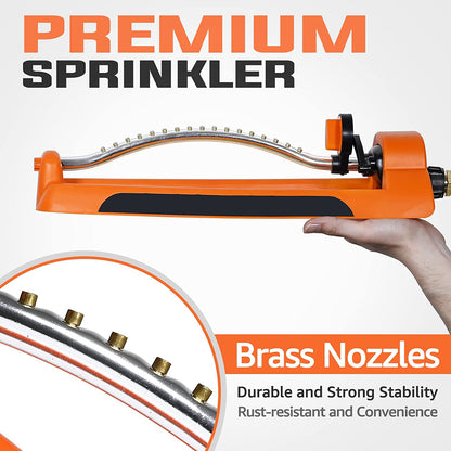 YAMATIC Oscillating Sprinkler, Lawn Water Sprinkler for Yard Hose Sprinklers with 17 Precision Nozzles, Covers Up to 3,600 Sq. Ft.