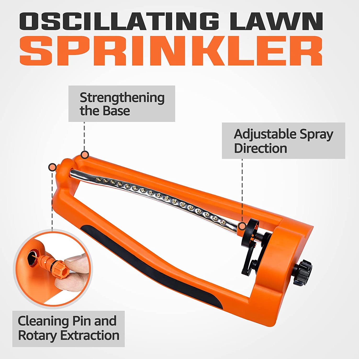 YAMATIC Oscillating Sprinkler, Lawn Water Sprinkler for Yard Hose Sprinklers with 17 Precision Nozzles, Covers Up to 3,600 Sq. Ft.