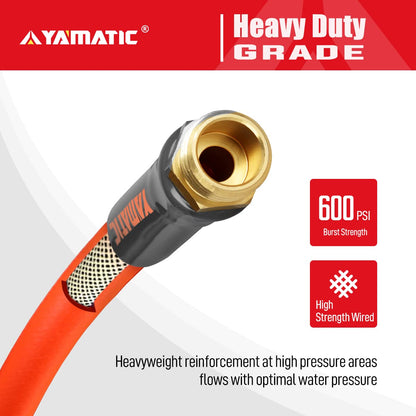 YAMATIC Heavy Duty Garden Hose 5/8 in x 75 ft, Super Flexible Water Hose, All-weather, Lightweight, Burst 600 PSI GHSE 5P75AH-WFS-A