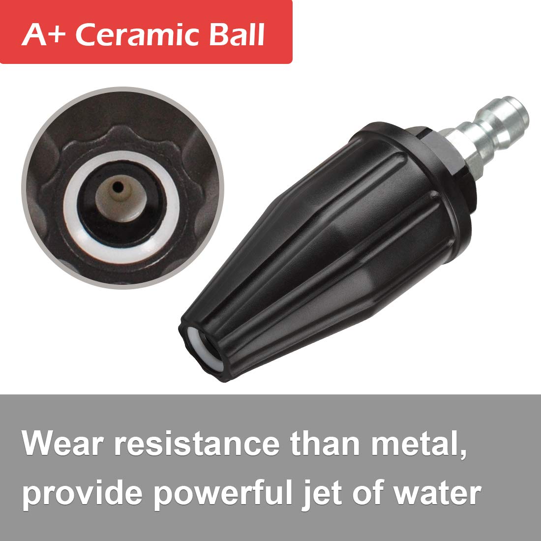 YAMATIC Pressure Washer Tips Turbo Nozzle, 360?? Rotating Spray Turbo with 5 Spray Nozzles, 3000 PSI Max 3500 PSI with 1/4 inch Quick Connector for Cleaning Brick, Concrete Surfaces(4.0 GPM)