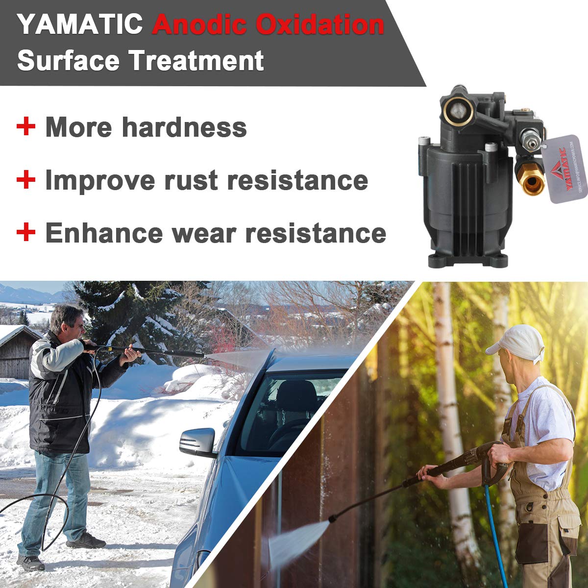 YAMATIC Horizontal Pressure Washer Pump 3/4" Shaft - Max 3300 PSI @ 2.5 GPM - Original Engineering for Most Brand power washer  Washer Pump 3125HO-WFS