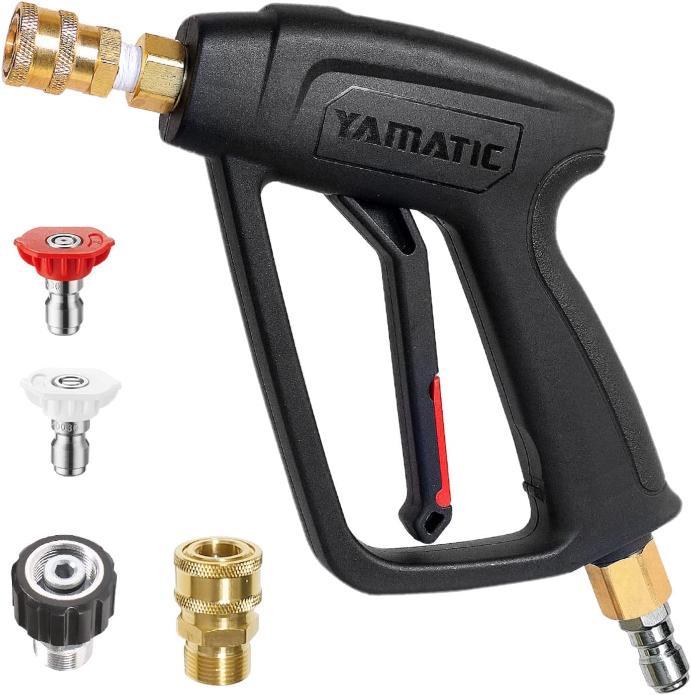 YAMATIC W Pressure Washer Gun with 3/8" Swivel Quick Connector, High Power Washer Handle with M22-14mm & M22-15mm Adapter Replacement for Sun Joe, Ryobi..