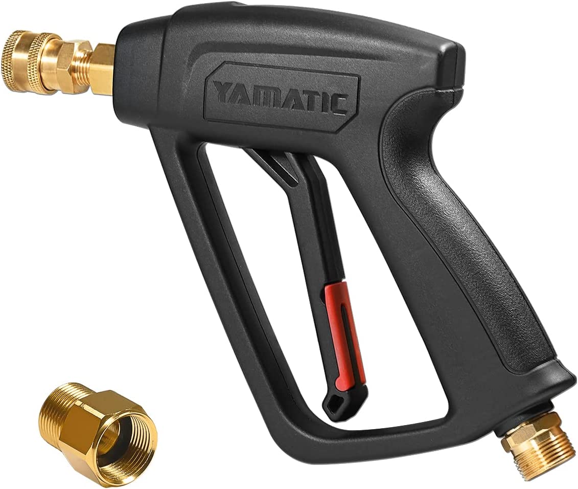 YAMATIC W Pressure Washer Short Gun, Power Washer Spray Handle with M22-14mm & M22-15mm Adapter, Replacement for Sun Joe, Ryobi, Simpson, Craftsman and