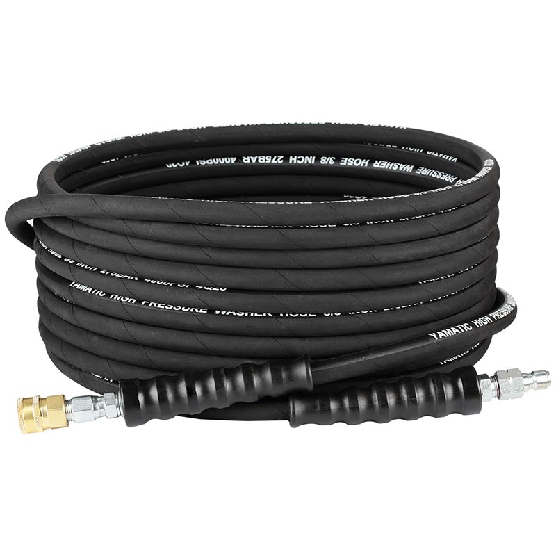 YAMATIC W 3/8" Pressure Washer Hose 4000 PSI 25FT Hot Water Power Washer Hose Max 212??F with Swivel Quick Connect, Commercial Grade Steel Wire Braided